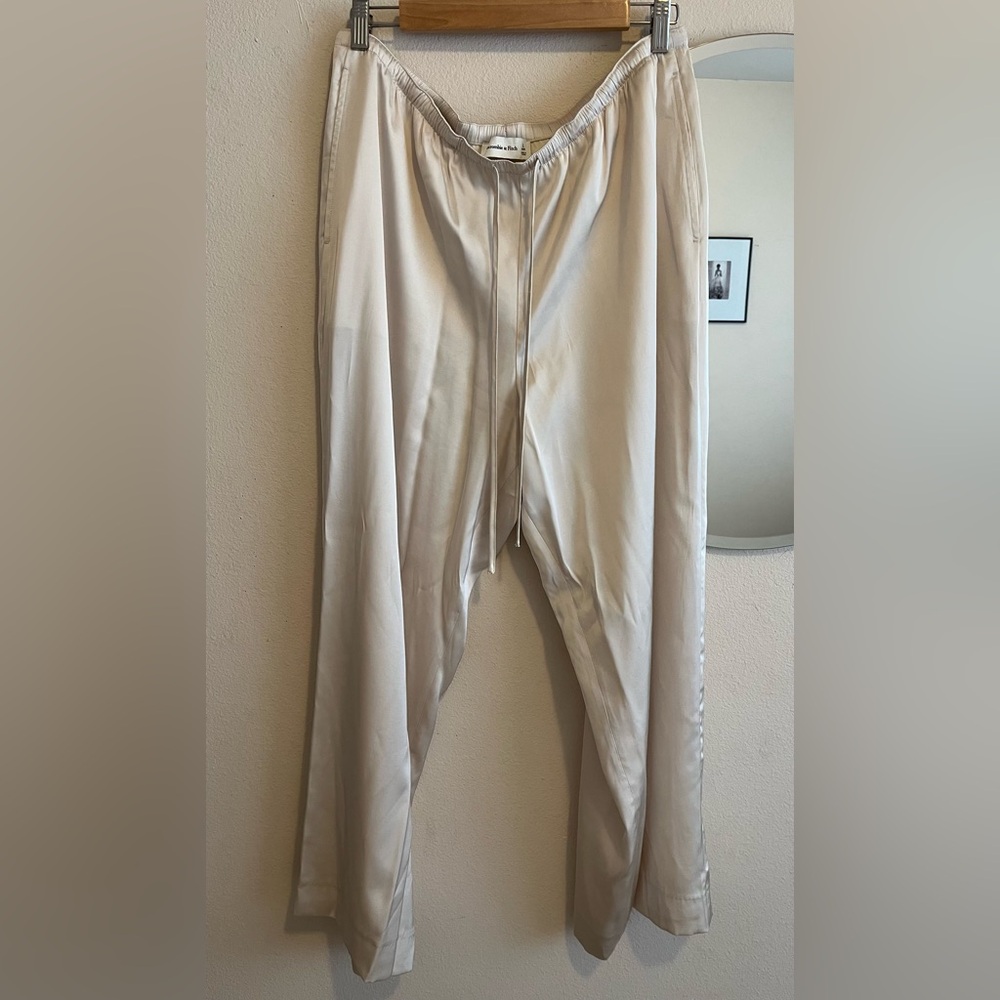 Abercrombie and Fitch Cream Satin Pants